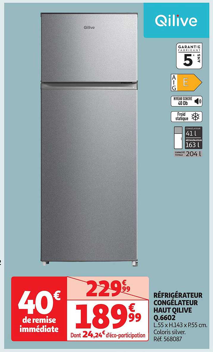 RÉFRIGÉRATEUR CONGÉLATEUR HAUT QILIVE Q.6602