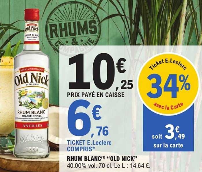 RHUM BLANC "OLD NICK"