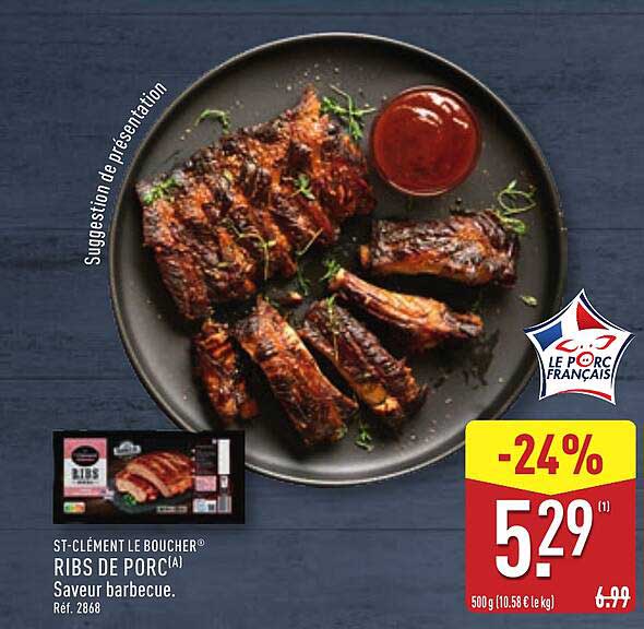 RIBS DE PORC Saveur barbecue