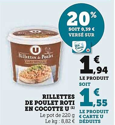RILLETTES DE POULET ROTI EN COCOTTE U