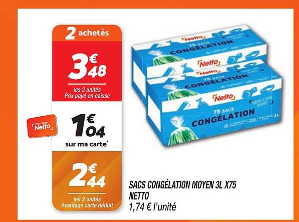 SACS CONGÉLATION MOYEN 3L X75 NETTO