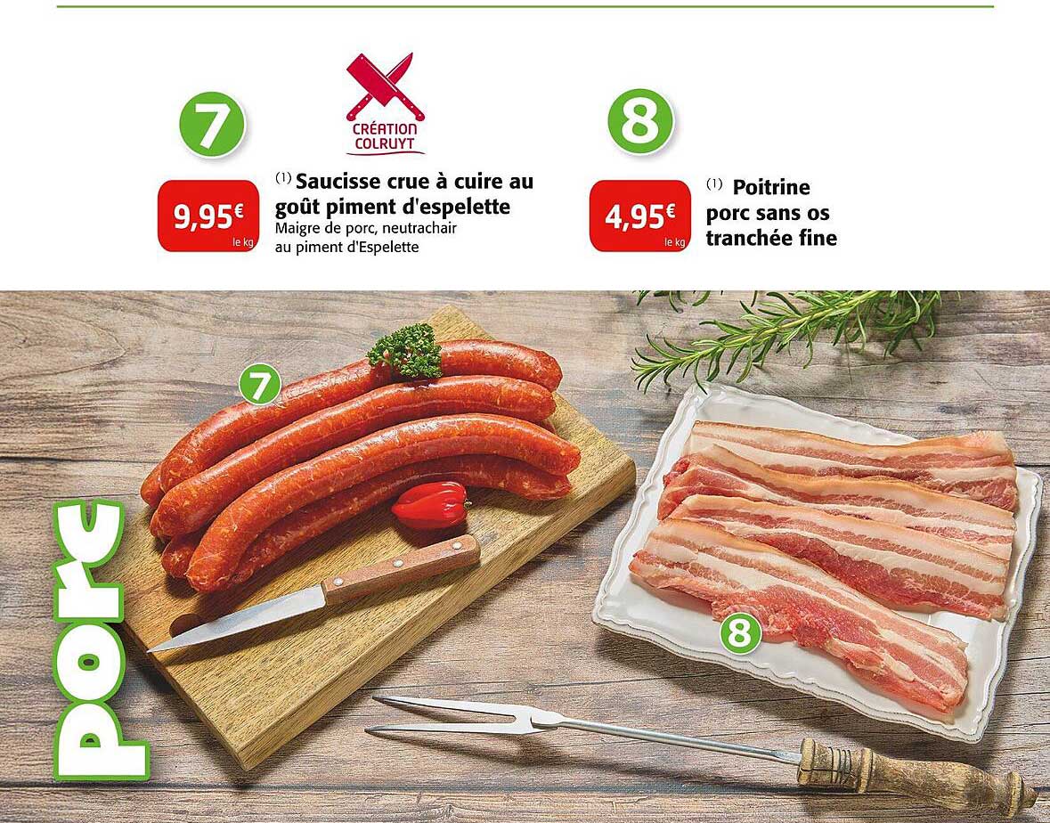 Saucisse crue à cuire au goût piment d'espelette