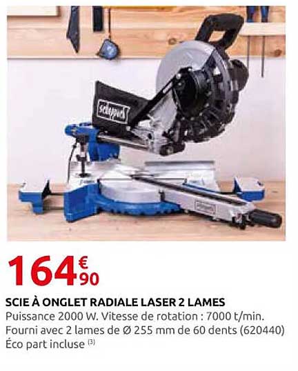 SCIE À ONGLET RADIALE LASER 2 LAMES