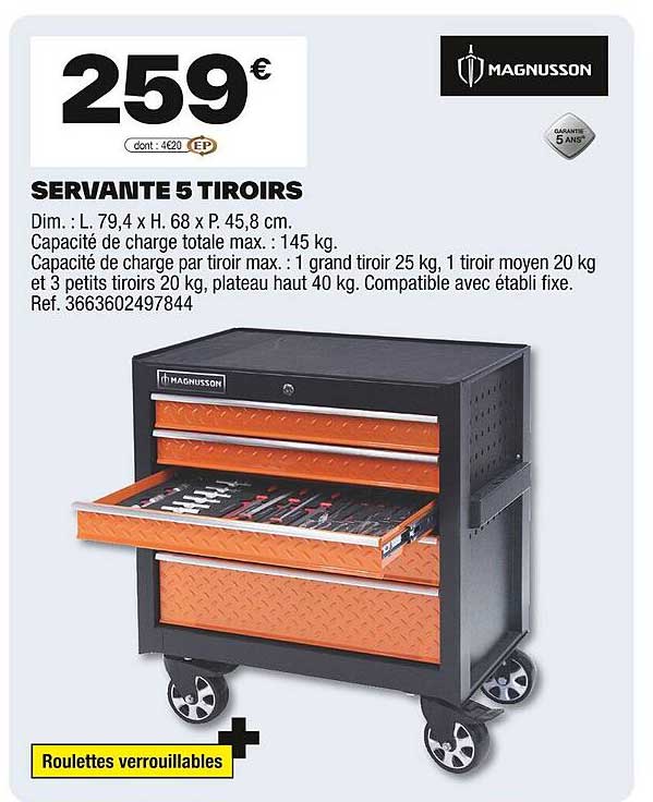 SERVANTE 5 TIROIRS