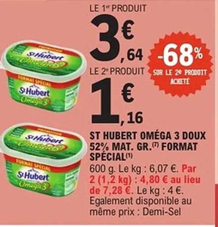 ST HUBERT OMÉGA 3 DOUX 52% MAT. GR. FORMAT SPÉCIAL