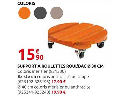 SUPPORT À ROULETTES ROUL'BAC Ø 30 CM