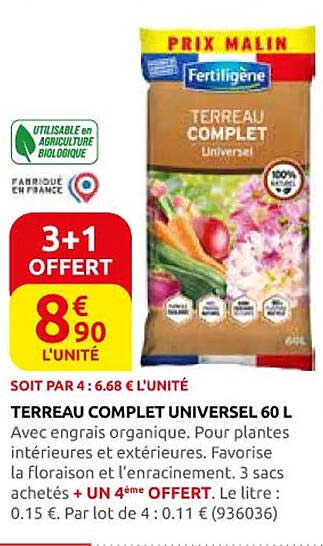 TERREAU COMPLET UNIVERSEL 60 L