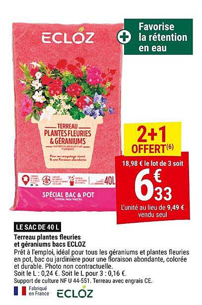 Terreau plantes fleuries et géraniums
