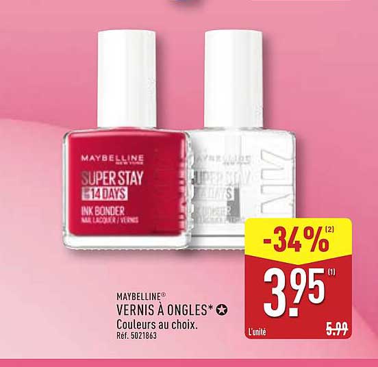 VERNIS À ONGLES MAYBELLINE - Couleurs au choix.