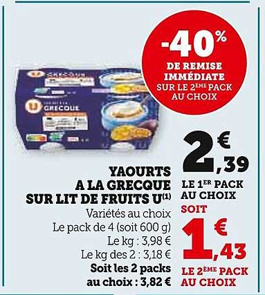 YAOURTS À LA GRECQUE SUR LIT DE FRUITS U