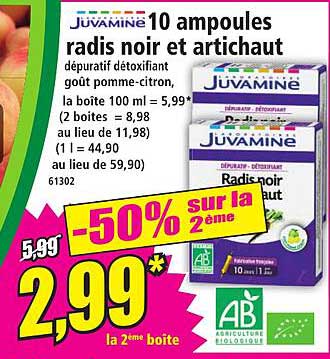 10 ampoules radis noir et artichaut