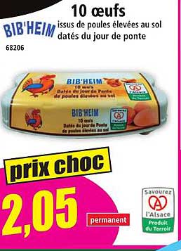 10 œufs issus de poules élevées au sol datés du jour de ponte