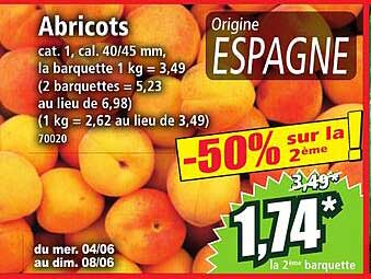 Abricots Origine ESPAGNE