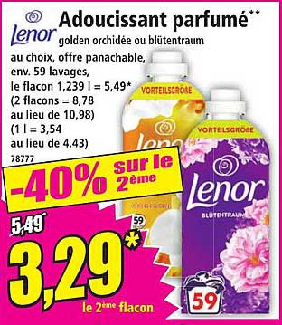 Adoucissant parfumé Lenor golden orchidée ou blütentraum