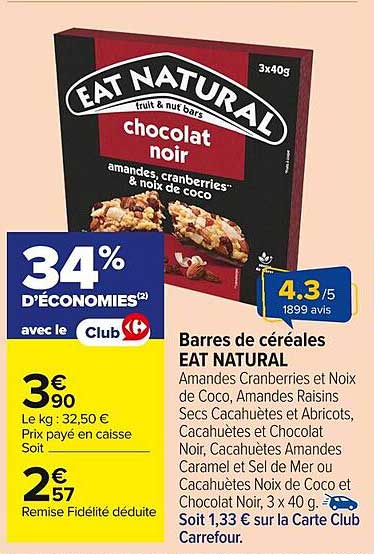 Barres de céréales EAT NATURAL