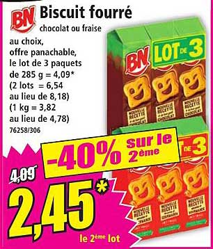 Biscuit fourré chocolat ou fraise