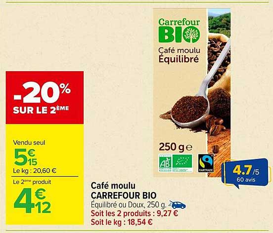 Café moulu CARREFOUR BIO Équilibré