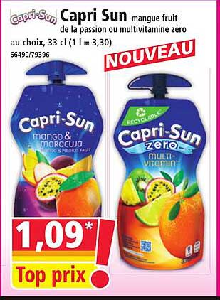Capri Sun mangue fruit de la passion ou multivitamine zéro