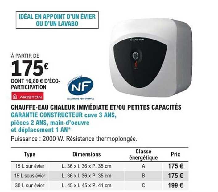 CHAUFFE-EAU CHALEUR IMMEDIATE ET/OU PETITES CAPACITÉS