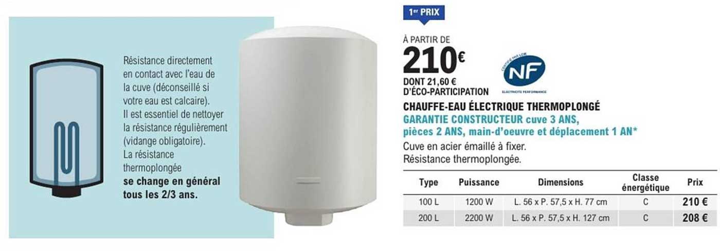 CHAUFFE-EAU ÉLECTRIQUE THERMOPLONGÉ