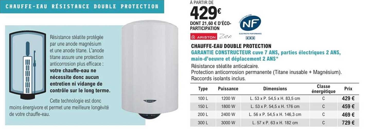 CHAUFFE-EAU RÉSISTANCE DOUBLE PROTECTION