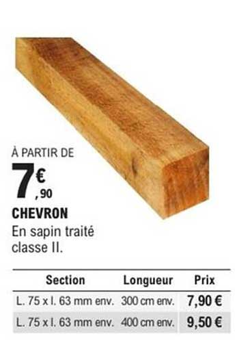 CHEVRON en sapin traité classe II