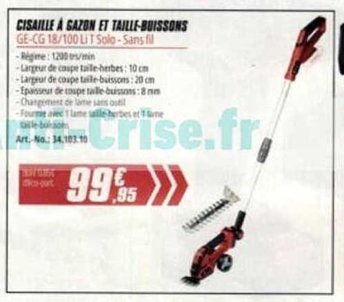 Cisaille à gazon et taille-buissons GE-CG 18/100 Li Solo - Sans fil