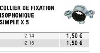 COLLIER DE FIXATION ISOPHONIQUE SIMPLE X 5
