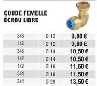 COUDE FEMELLE ÉCROU LIBRE