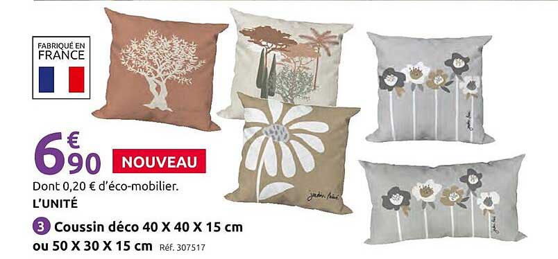 Coussin déco 40 X 40 X 15 cm ou 50 X 30 X 15 cm