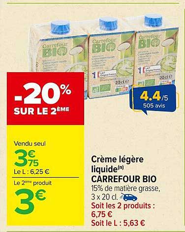Crème légère liquide(n) CARREFOUR BIO