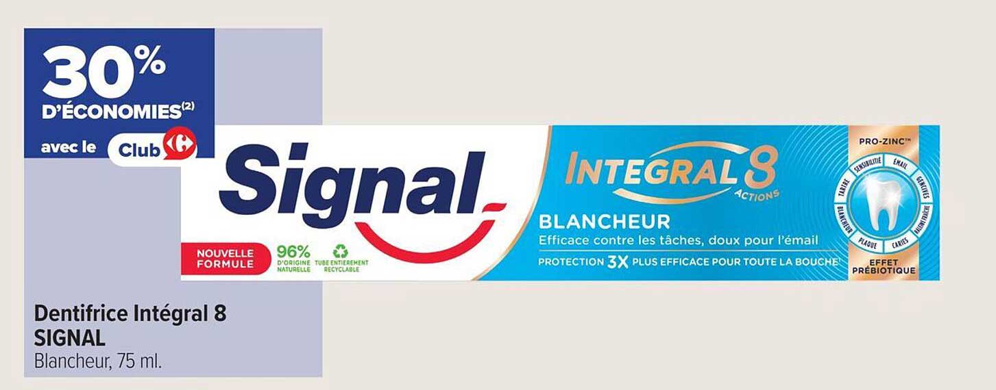 Dentifrice Intégral 8 SIGNAL Blancheur, 75 ml.