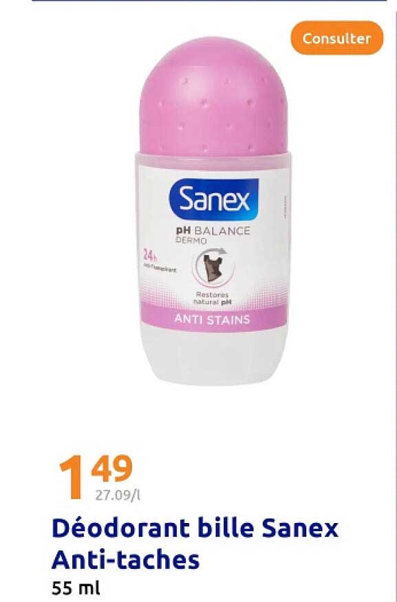 Déodorant bille Sanex Anti-taches