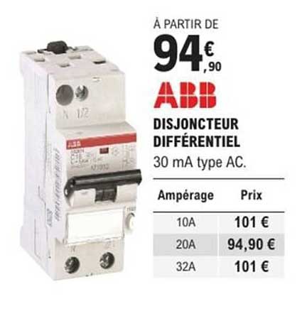 DISJONCTEUR DIFFÉRENTIEL 30 mA type AC.