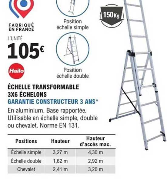 ÉCHELLE TRANSFORMABLE 3X6 ÉCHELONS