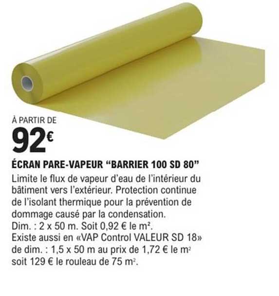 ÉCRAN PARE-VAPEUR “BARRIER 100 SD 80”