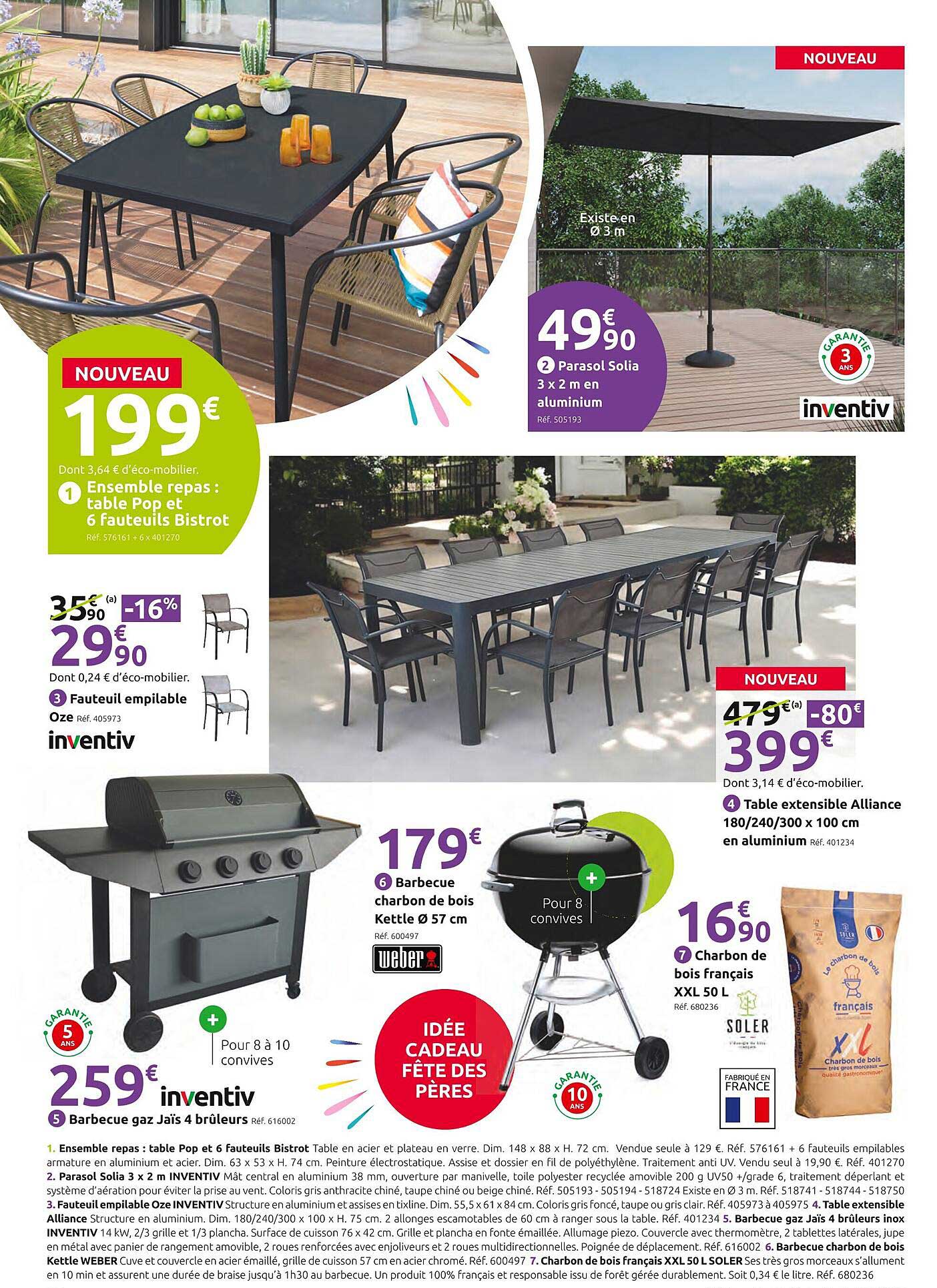 Ensemble repas : table Pop et 6 fauteuils Bistrot