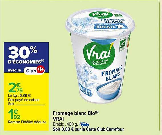 Fromage blanc Bio VRAI