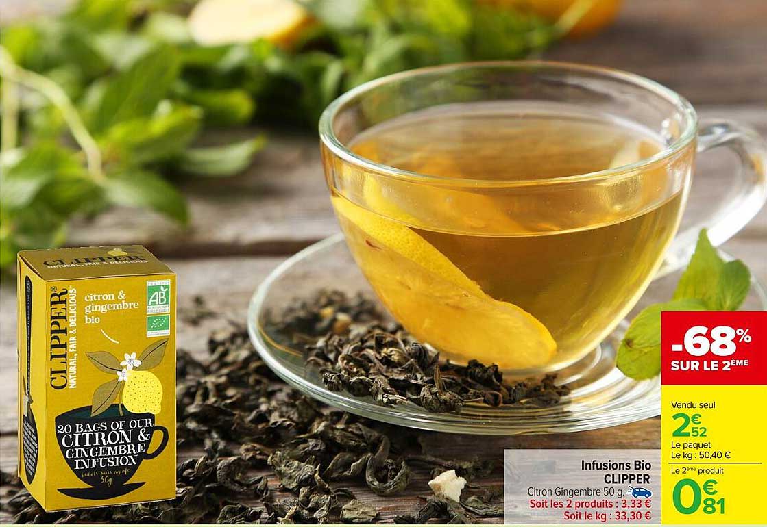 Infusions Bio CLIPPER Citron Gingembre 50 g