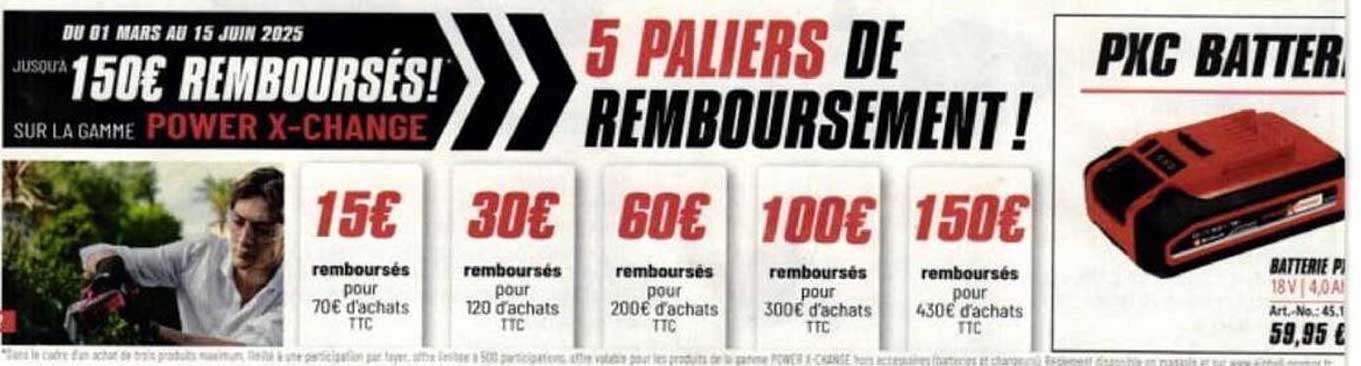 Jusqu'à 150€ remboursés sur la gamme Power X-Change