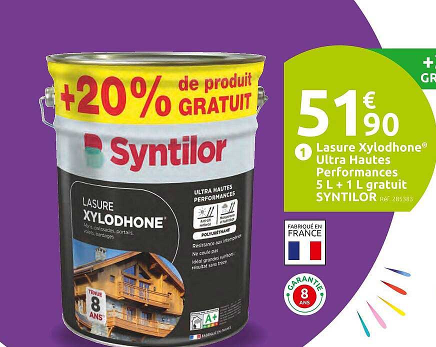 Lasure Xylodhone® Ultra Hautes Performances 5 L + 1 L gratuit