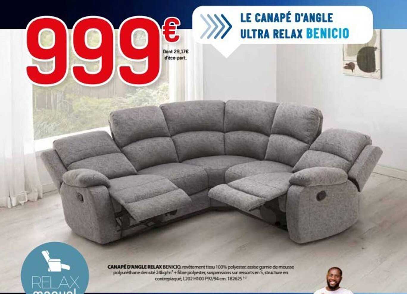 LE CANAPÉ D'ANGLE ULTRA RELAX BENICIO