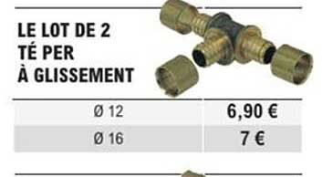 LE LOT DE 2 TÉ PER À GLISSEMENT