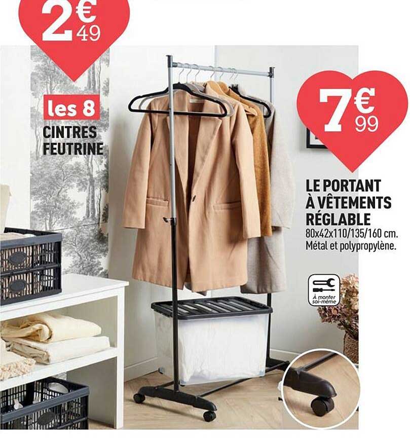 LE PORTANT À VÊTEMENTS RÉGLABLE