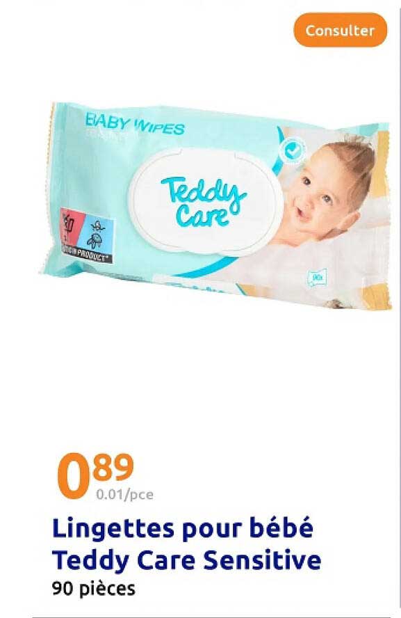 Lingettes pour bébé Teddy Care Sensitive