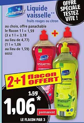 Liquide vaisselle fruits rouges ou citron