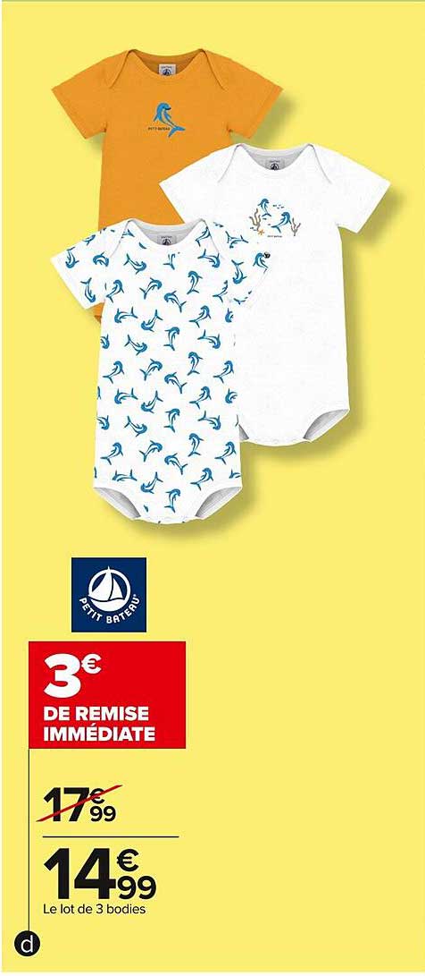 Lot de 3 bodies Petit Bateau