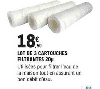 LOT DE 3 CARTOUCHES FILTRANTES 20µ