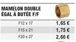 Mamelon double égal à butée F/F
