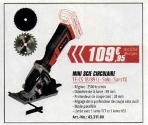 Mini scie circulaire TE-CS 18/89 Li - Solo - Sans fil